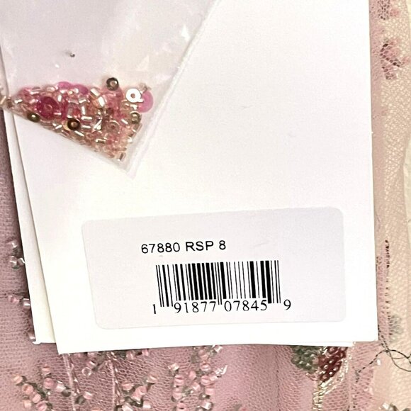 Mac Duggal Pink Sequin Floral Butterfly Sleeve Maxi Dress A-Line Gown Sz 8 NWT - Picture 8 of 10